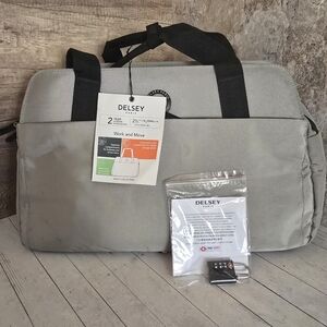 Delsey Paris Grey Work Laptop Duffle Carry On Tote Bag 11.5 x 18.25 x 8in